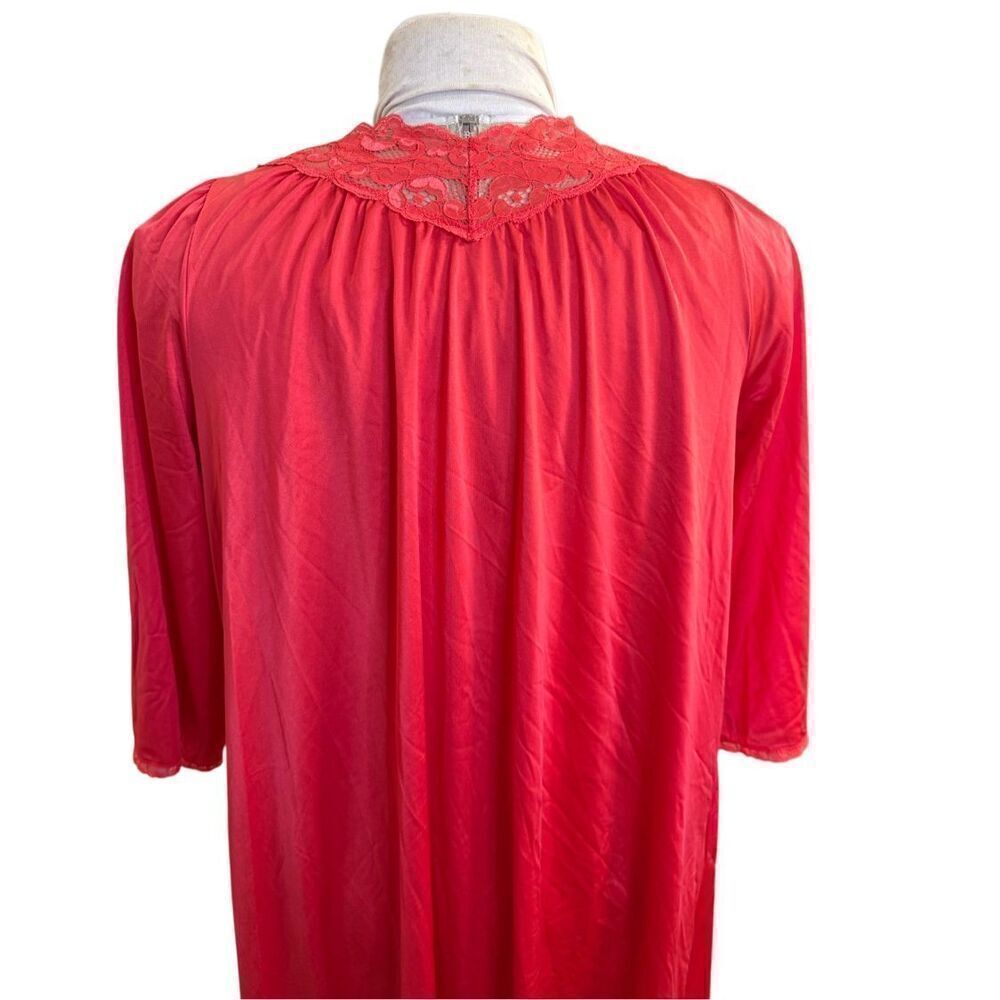 Shadow Line Women’s Nightgown & Robe Set Vtg 2-Pcs Sz. M Red Silky Nylon - Picture 8 of 12